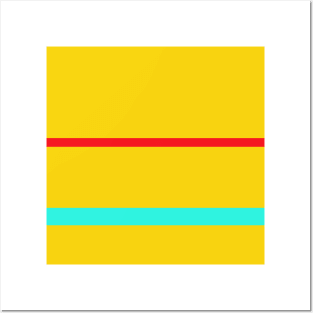 A fantastic merge of Red (Pigment), Persian Rose, Metallic Yellow and Bright Light Blue stripes. Posters and Art